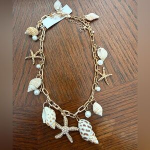 Gold Charm Necklace/Bag Charm - Sea Shells and Starfish
